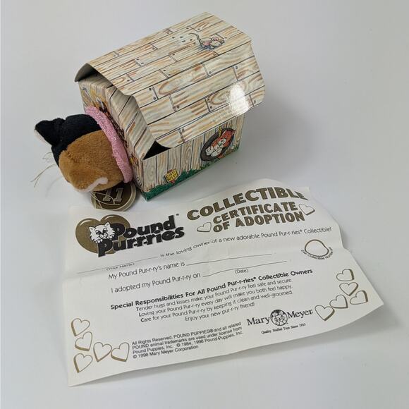 Pound Purrries Puppies 1998 Mary Meyer Mini Kitty Cat Plush 11/12 Calico Bandana - Picture 11 of 11